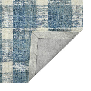 AMER Rugs Tartan TRA-11 Hand-Tufted Plaid Transitional Area Rug Blue 3'6" x 5'6"