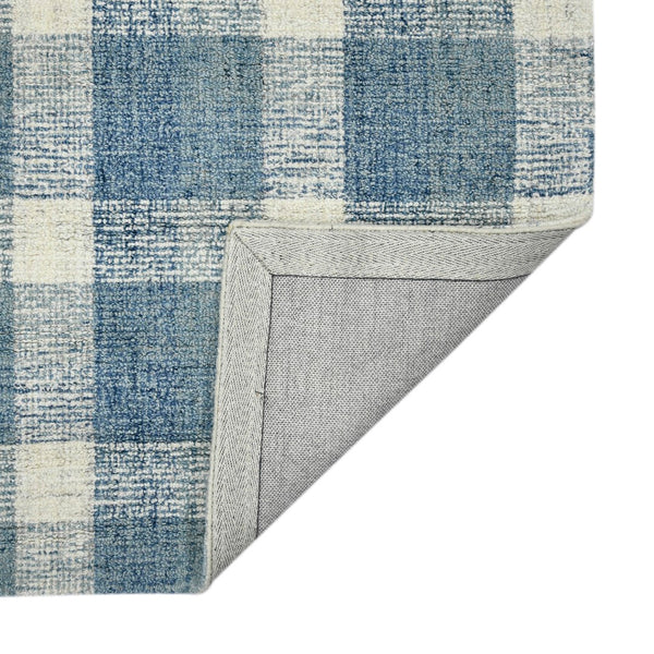 AMER Rugs Tartan TRA-11 Hand-Tufted Plaid Transitional Area Rug Blue 3'6" x 5'6"