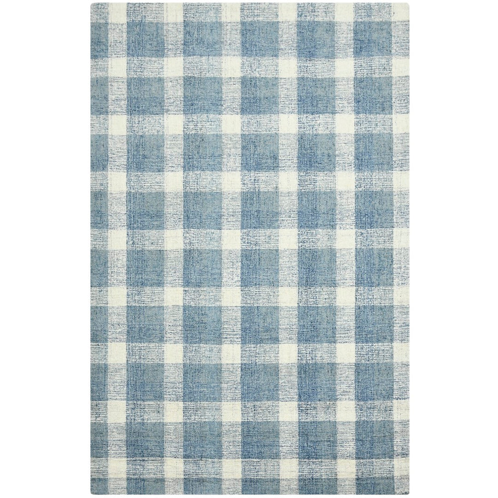 AMER Rugs Tartan TRA-11 Hand-Tufted Plaid Transitional Area Rug Blue 3'6" x 5'6"