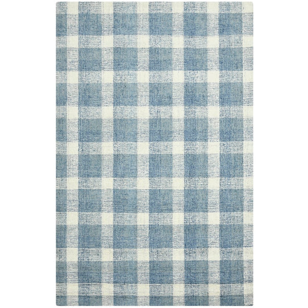 AMER Rugs Tartan TRA-11 Hand-Tufted Plaid Transitional Area Rug Blue 3'6" x 5'6"