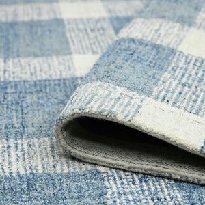 AMER Rugs Tartan TRA-11 Hand-Tufted Plaid Transitional Area Rug Blue 3'6" x 5'6"