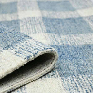 AMER Rugs Tartan TRA-11 Hand-Tufted Plaid Transitional Area Rug Blue 3'6" x 5'6"