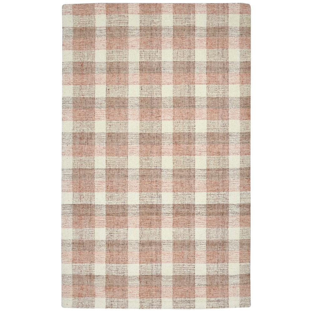 AMER Rugs Tartan TRA-14 Hand-Tufted Plaid Transitional Area Rug Rose Gold 3'6" x 5'6"