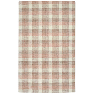 AMER Rugs Tartan TRA-14 Hand-Tufted Plaid Transitional Area Rug Rose Gold 3'6" x 5'6"