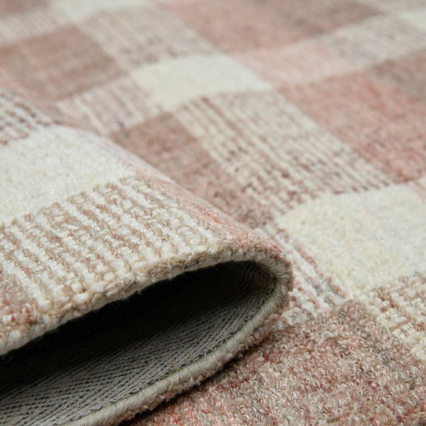 AMER Rugs Tartan TRA-14 Hand-Tufted Plaid Transitional Area Rug Rose Gold 3'6" x 5'6"