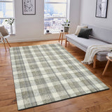 AMER Rugs Tartan TRA-4 Hand-Tufted Plaid Transitional Area Rug Sand 3'6" x 5'6"