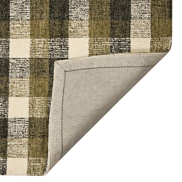 AMER Rugs Tartan TRA-5 Hand-Tufted Plaid Transitional Area Rug Khaki 3'6" x 5'6"
