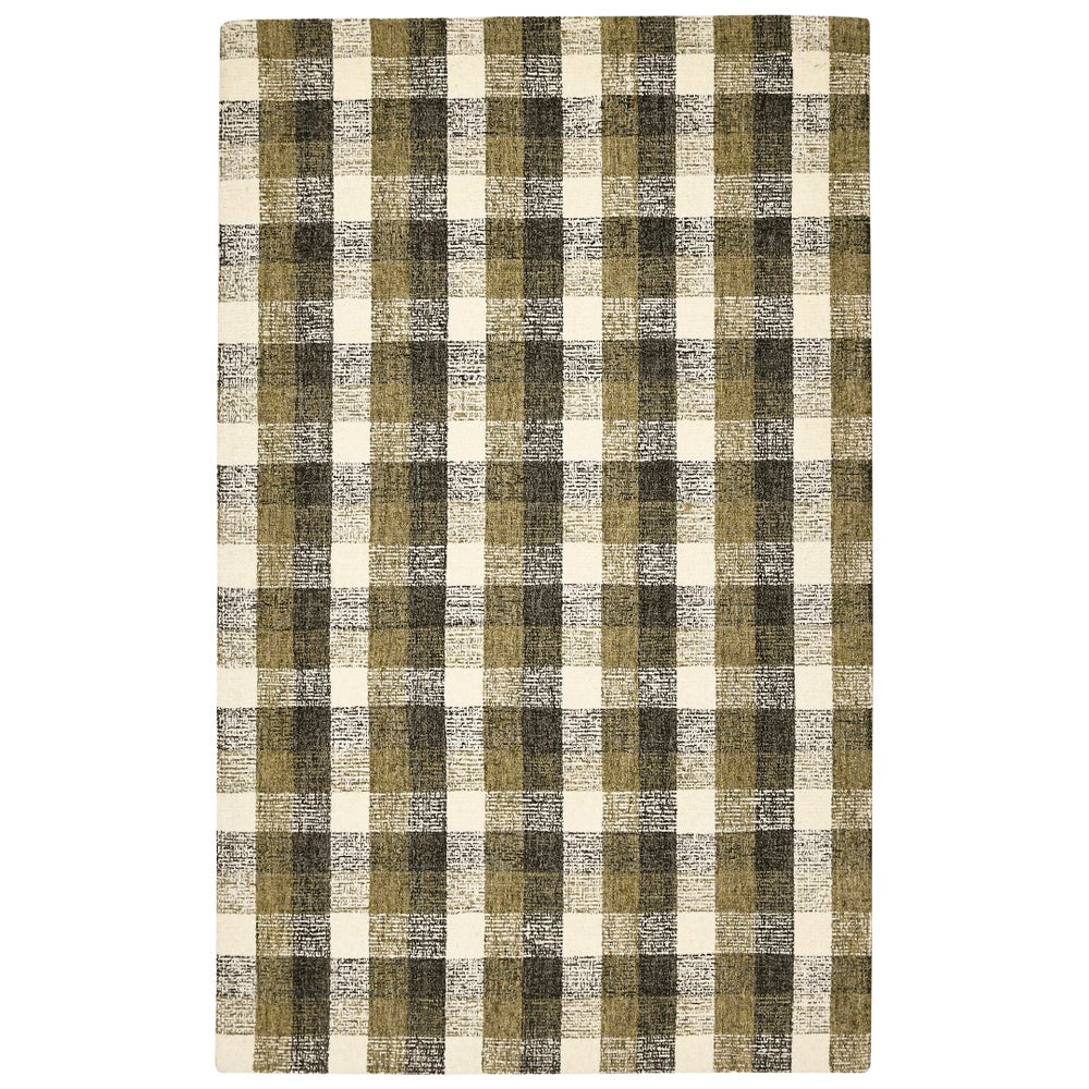 AMER Rugs Tartan TRA-5 Hand-Tufted Plaid Transitional Area Rug Khaki 3'6" x 5'6"