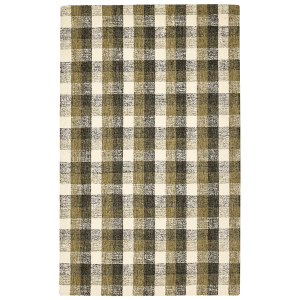 AMER Rugs Tartan TRA-5 Hand-Tufted Plaid Transitional Area Rug Khaki 3'6" x 5'6"