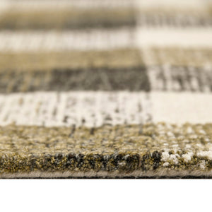 AMER Rugs Tartan TRA-5 Hand-Tufted Plaid Transitional Area Rug Khaki 3'6" x 5'6"