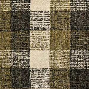 AMER Rugs Tartan TRA-5 Hand-Tufted Plaid Transitional Area Rug Khaki 3'6" x 5'6"