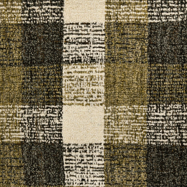 AMER Rugs Tartan TRA-5 Hand-Tufted Plaid Transitional Area Rug Khaki 3'6" x 5'6"