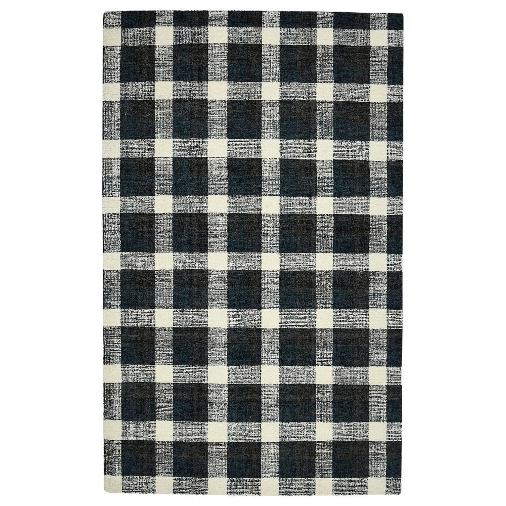 AMER Rugs Tartan TRA-6 Hand-Tufted Plaid Transitional Area Rug Charcoal 3'6" x 5'6"