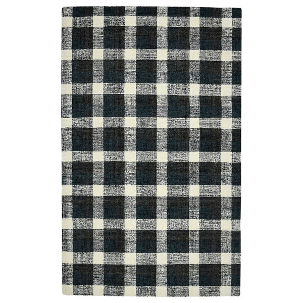 AMER Rugs Tartan TRA-6 Hand-Tufted Plaid Transitional Area Rug Charcoal 3'6" x 5'6"