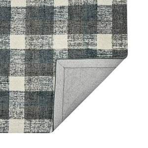 AMER Rugs Tartan TRA-8 Hand-Tufted Plaid Transitional Area Rug Dark Gray 3'6" x 5'6"