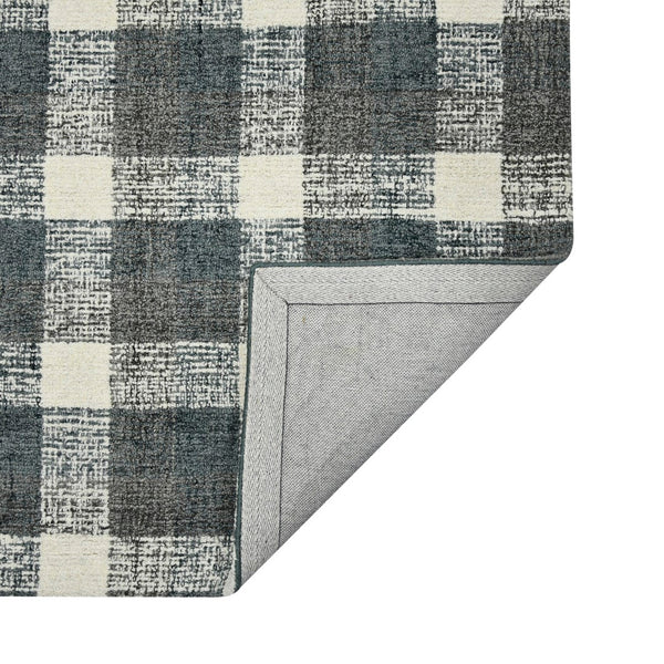 AMER Rugs Tartan TRA-8 Hand-Tufted Plaid Transitional Area Rug Dark Gray 3'6" x 5'6"