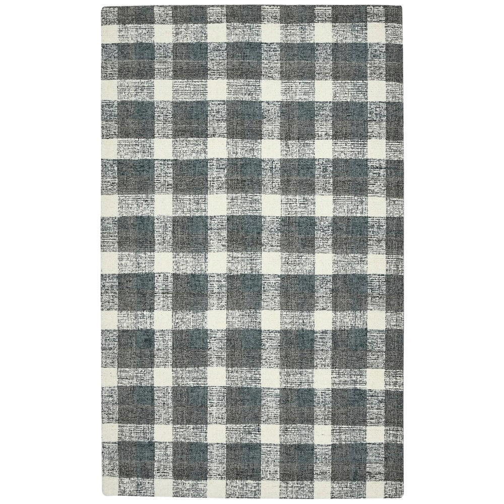 AMER Rugs Tartan TRA-8 Hand-Tufted Plaid Transitional Area Rug Dark Gray 3'6" x 5'6"