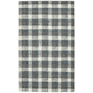 AMER Rugs Tartan TRA-8 Hand-Tufted Plaid Transitional Area Rug Dark Gray 3'6" x 5'6"