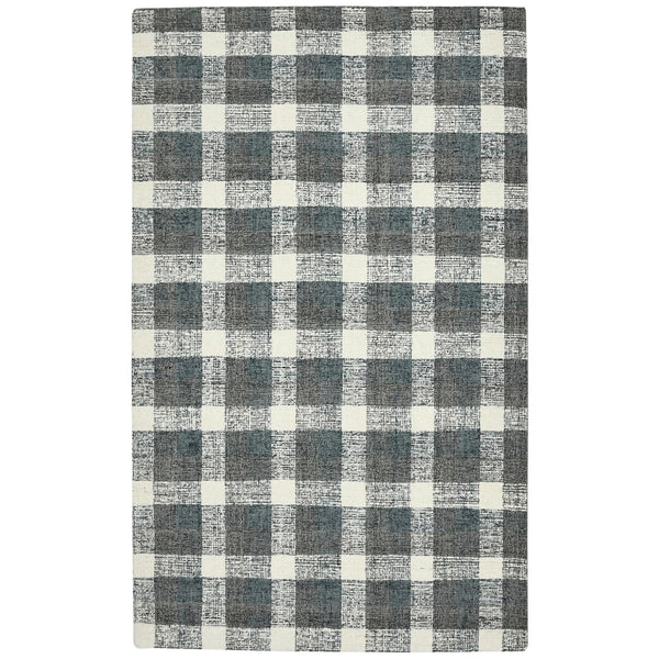 AMER Rugs Tartan TRA-8 Hand-Tufted Plaid Transitional Area Rug Dark Gray 3'6" x 5'6"