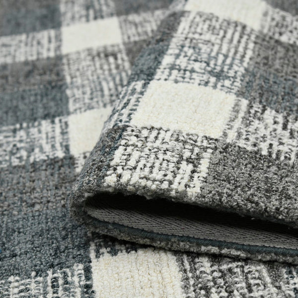 AMER Rugs Tartan TRA-8 Hand-Tufted Plaid Transitional Area Rug Dark Gray 3'6" x 5'6"