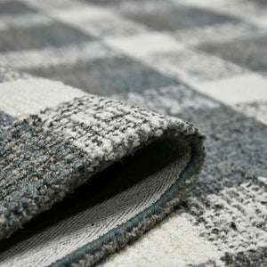 AMER Rugs Tartan TRA-8 Hand-Tufted Plaid Transitional Area Rug Dark Gray 3'6" x 5'6"