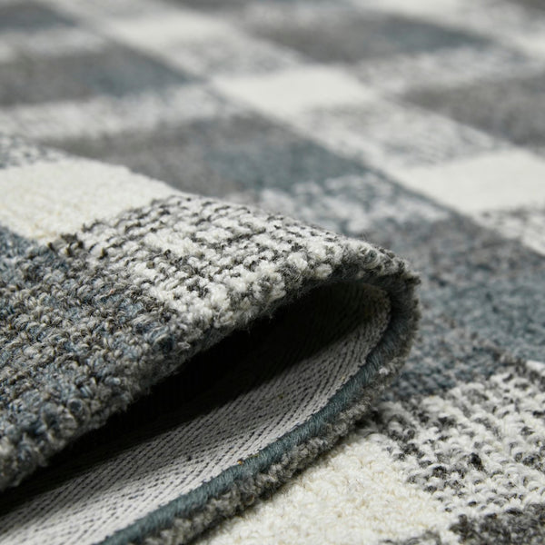 AMER Rugs Tartan TRA-8 Hand-Tufted Plaid Transitional Area Rug Dark Gray 3'6" x 5'6"