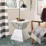 Aquamarine Square Mosaic Stool