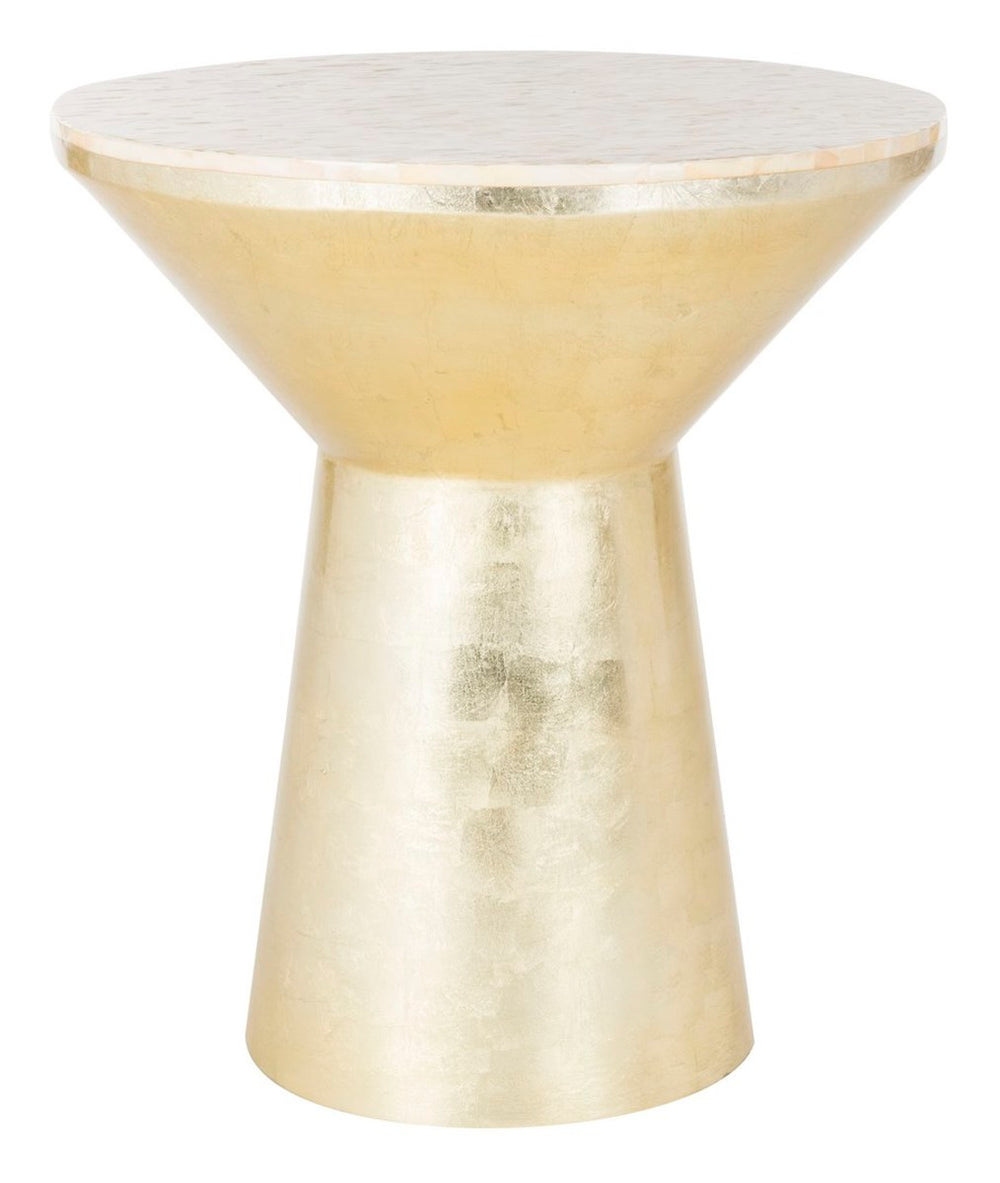 Fae Mosaic Top Round Side Table: Elegant Pink Champagne & Gold Accent for Modern Living Rooms