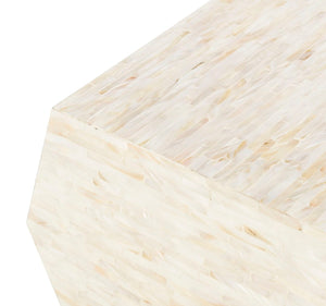 Lea Mosaic Geometric Side Table - Chic Faux Mother of Pearl Accent for Modern Living Rooms, 19.7"