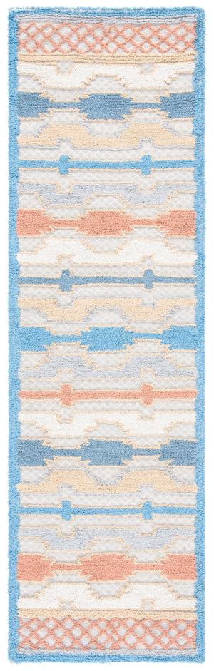 Safavieh Trace 221 Hand Tufted 65% Wool, 25% Viscose, 10% Nylon Rug Blue / Rust 9' x 12'