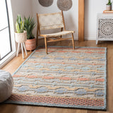 Safavieh Trace 221 Hand Tufted 65% Wool, 25% Viscose, 10% Nylon Rug Blue / Rust 9' x 12'