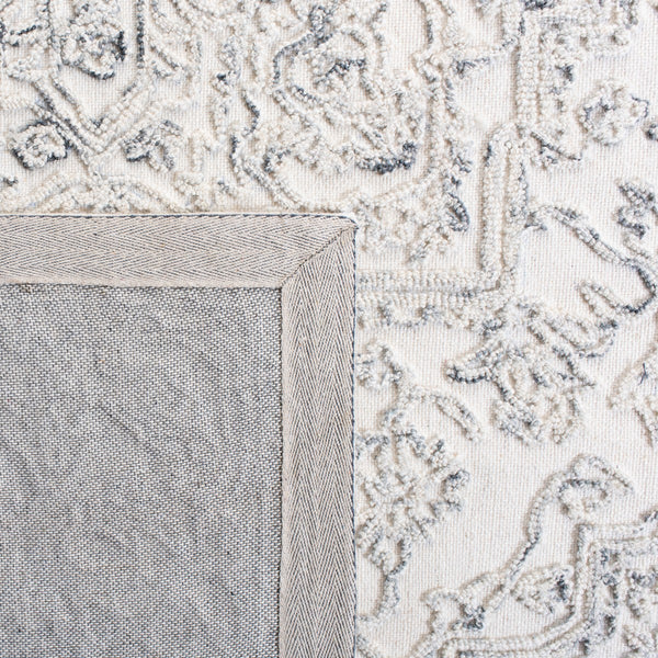 Trace 302 Transitional Hand Tufted 100% Indian Wool Pile Rug Ivory / Charcoal