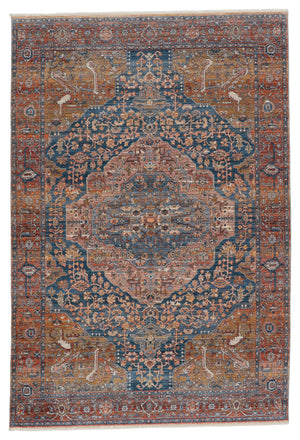 Jaipur Living Terra Collection TRR08 Saphir 100% Polyester Machine Made Updated Traditional Medallion Rug RUG149403