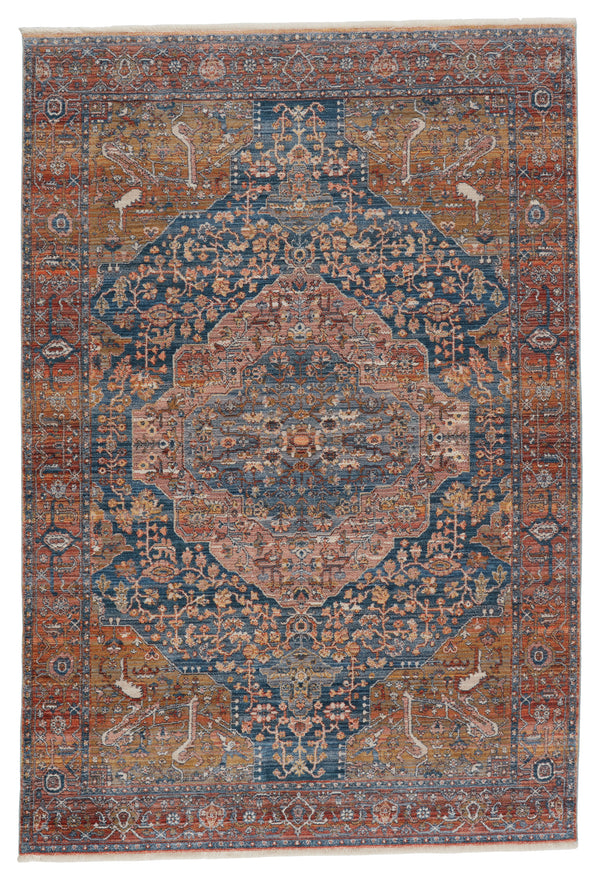 Jaipur Living Terra Collection TRR08 Saphir 100% Polyester Machine Made Updated Traditional Medallion Rug RUG149403