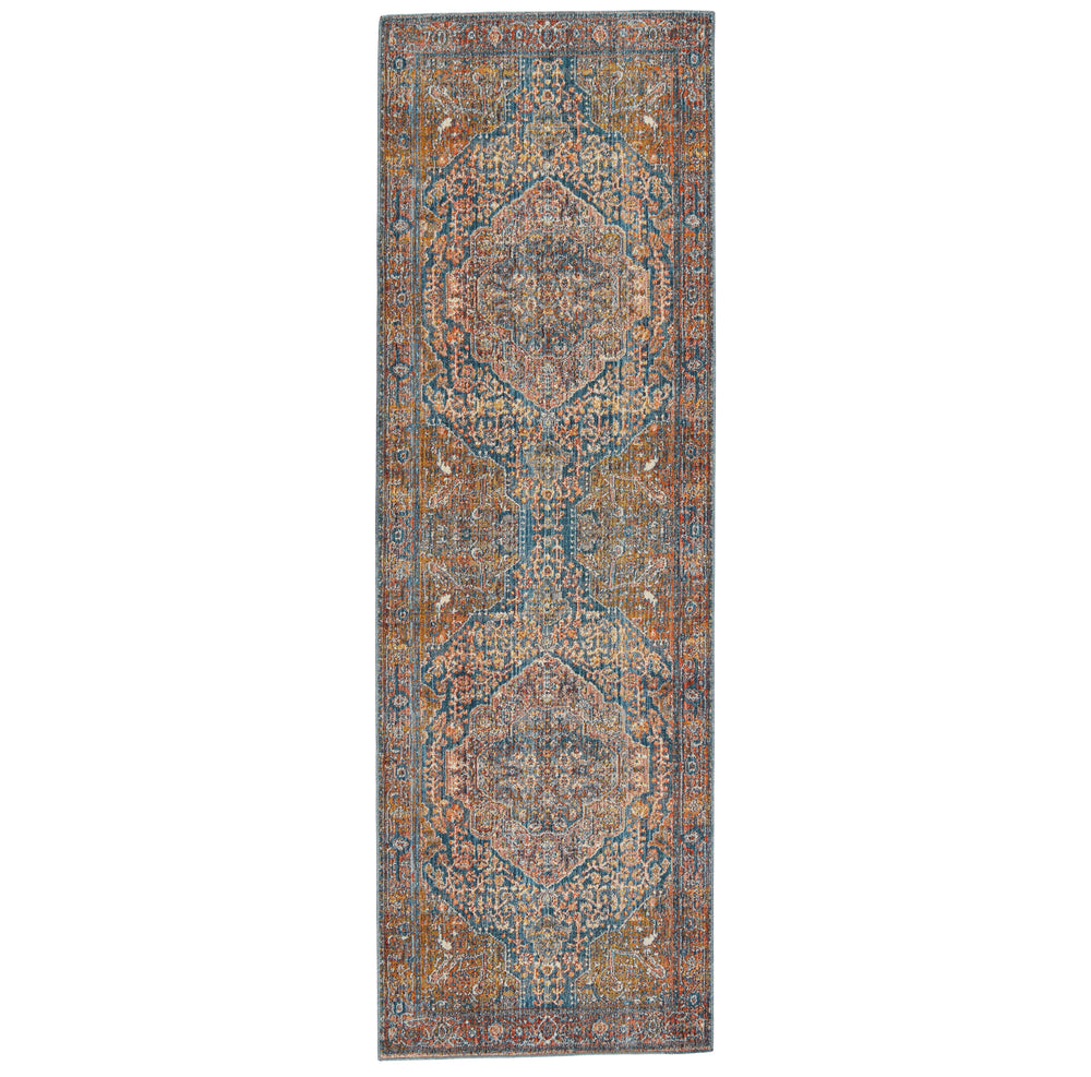 Jaipur Living Terra Collection TRR08 Saphir 100% Polyester Machine Made Updated Traditional Medallion Rug RUG149404