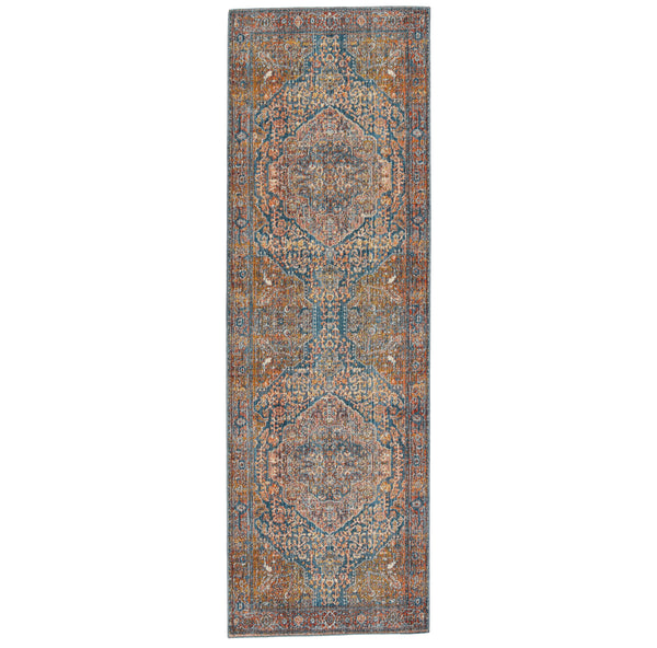 Jaipur Living Terra Collection TRR08 Saphir 100% Polyester Machine Made Updated Traditional Medallion Rug RUG149404