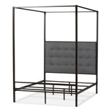 Baxton Studio Eleanor Vintage Industrial Black Finished Metal Canopy Queen Bed