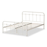 Mandy Vintage Industrial White Finished Metal Queen Size Platform Bed