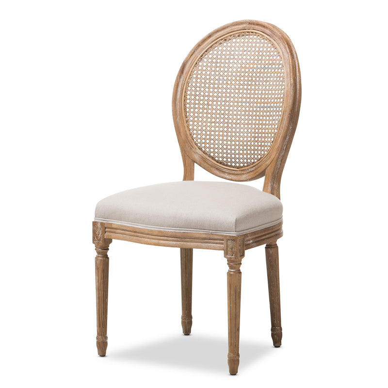 French Country Round Cane Back Dining Chair Farmhouse Retro 