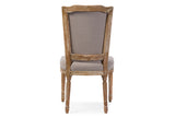Baxton Studio Estelle Chic Rustic French Country Cottage Weathered Oak Beige Fabric Button-tufted Upholstered Dining Chair