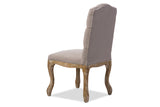 Baxton Studio Hudson Chic Rustic French Country Cottage Weathered Oak Beige Fabric Button-tufted Upholstered Dining Chair