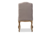 Baxton Studio Hudson Chic Rustic French Country Cottage Weathered Oak Beige Fabric Button-tufted Upholstered Dining Chair