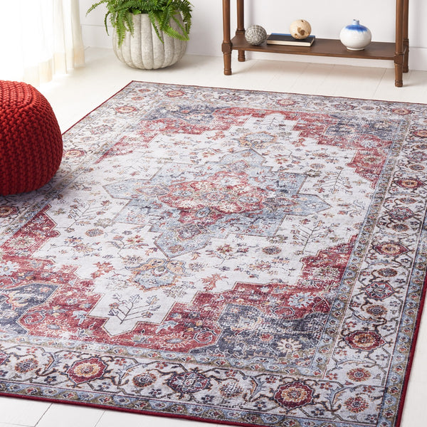 Safavieh Tucson 105 M/W S/R Power Loomed Traditional Rug Light Blue / Rust 9' x 12'