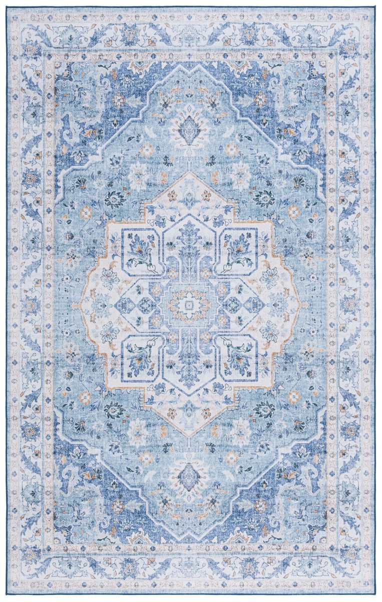 Safavieh Tucson 118 M/W S/R Power Loomed Traditional Rug Light Blue / Blue 9' x 12'