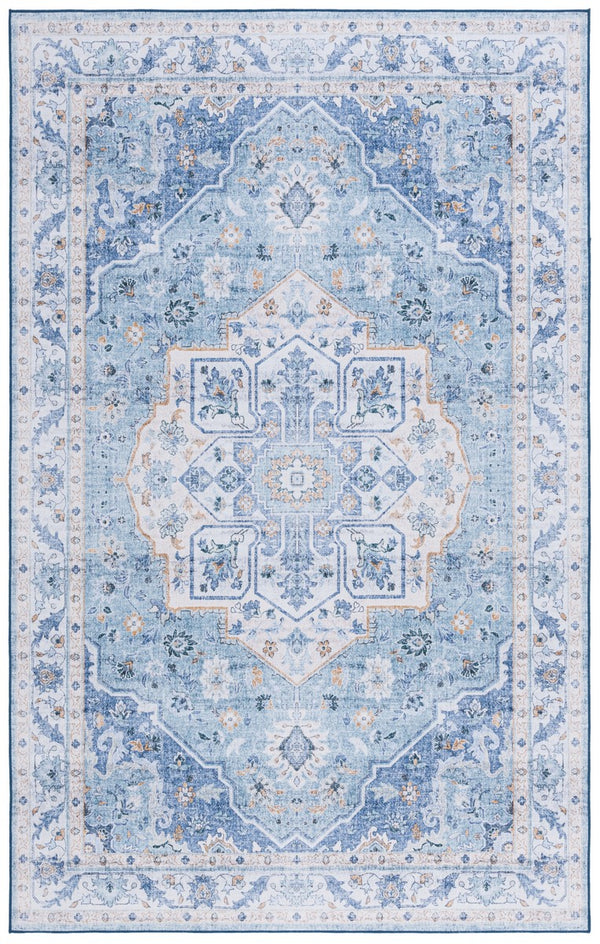 Safavieh Tucson 118 M/W S/R Power Loomed Traditional Rug Light Blue / Blue 9' x 12'