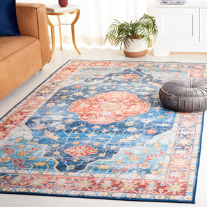 Safavieh Tucson 119 M/W S/R Power Loomed Traditional Rug Blue / Rust 9' x 12'
