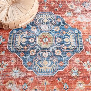 Safavieh Tucson 119 M/W S/R Power Loomed Traditional Rug Rust / Blue 9' x 12'