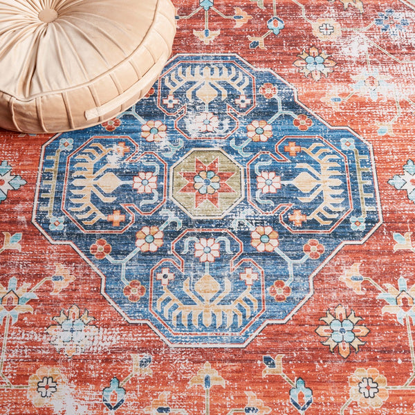 Safavieh Tucson 119 M/W S/R Power Loomed Traditional Rug Rust / Blue 9' x 12'
