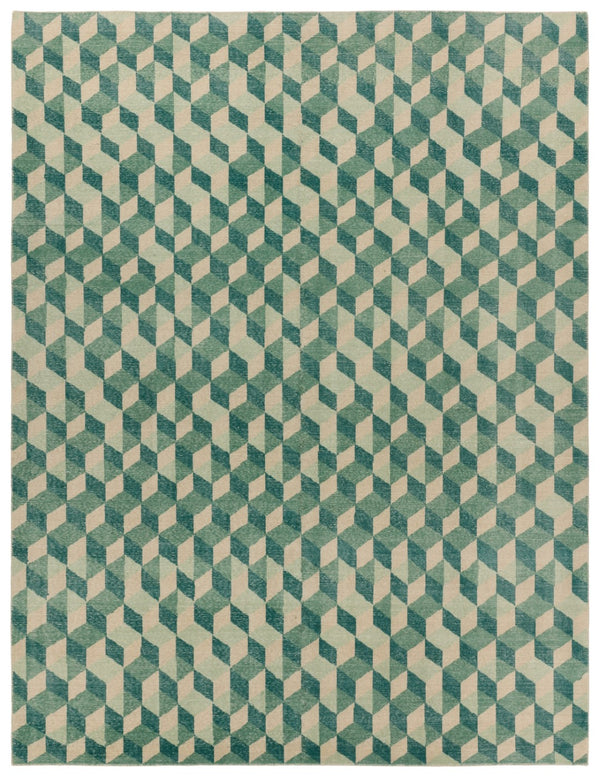 Jaipur Living Tessera by Verde Home Matrix TSS04 Hand Knotted Handmade Indoor Persian Knot 6/8 Modern Rug Green 10' x 14'