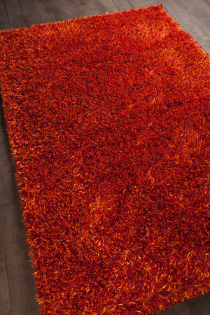 Chandra Rugs Tulip 100% Polyester Hand-Woven Contemporary Rug Red/Yellow 7'9 x 10'6